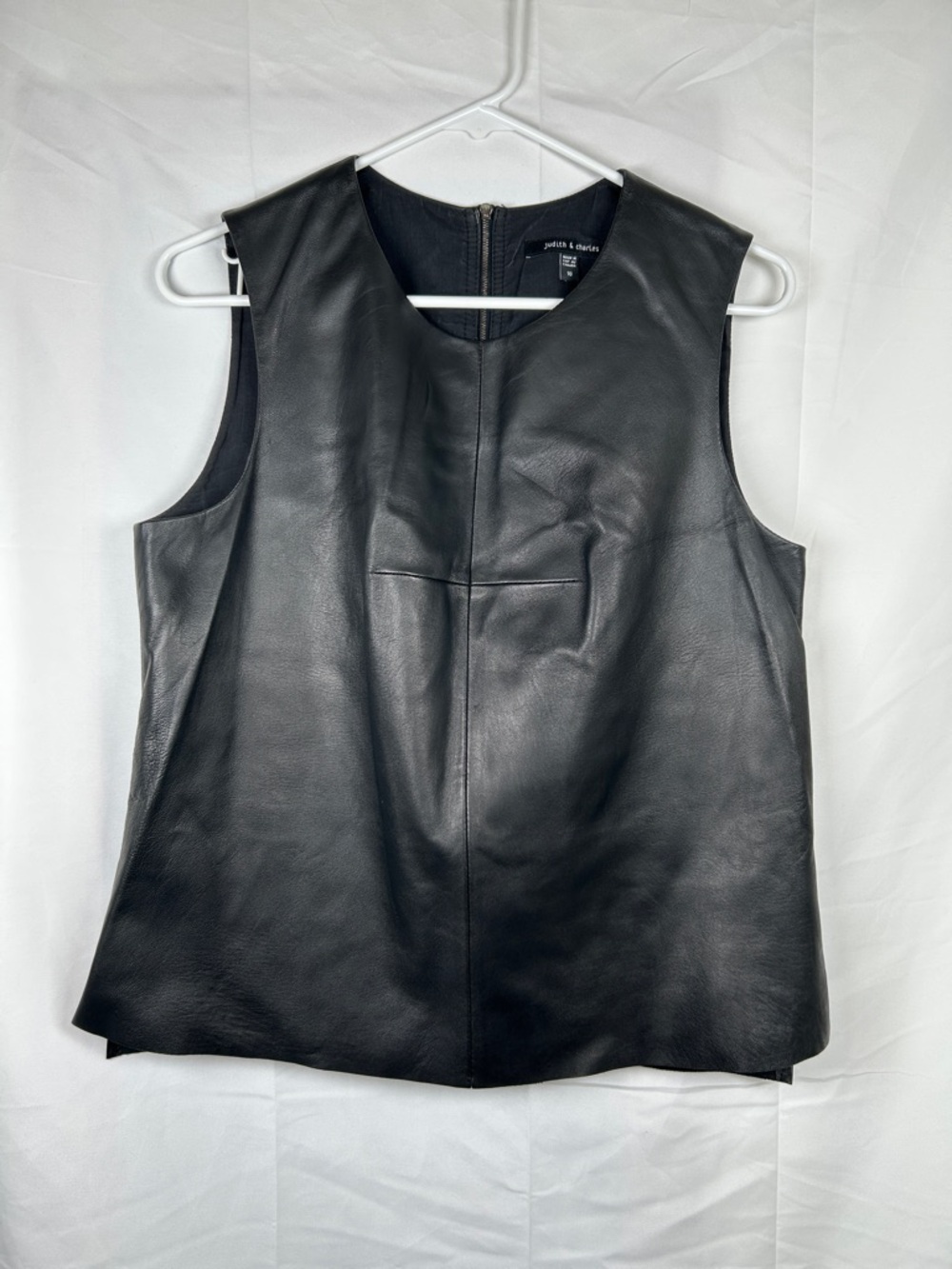 Judith + Charles Lamb Leather Vest Women’s Size 10 Black Sleeveless Top